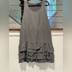 GAP Gray Sleeveless racer back Tiered Ruffle silk Dress